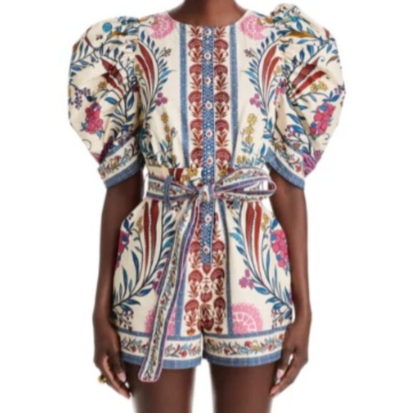 FARM Rio Pants - Farm Rio Romantic Lightness Multicolor Floral Romper Size Small NWT